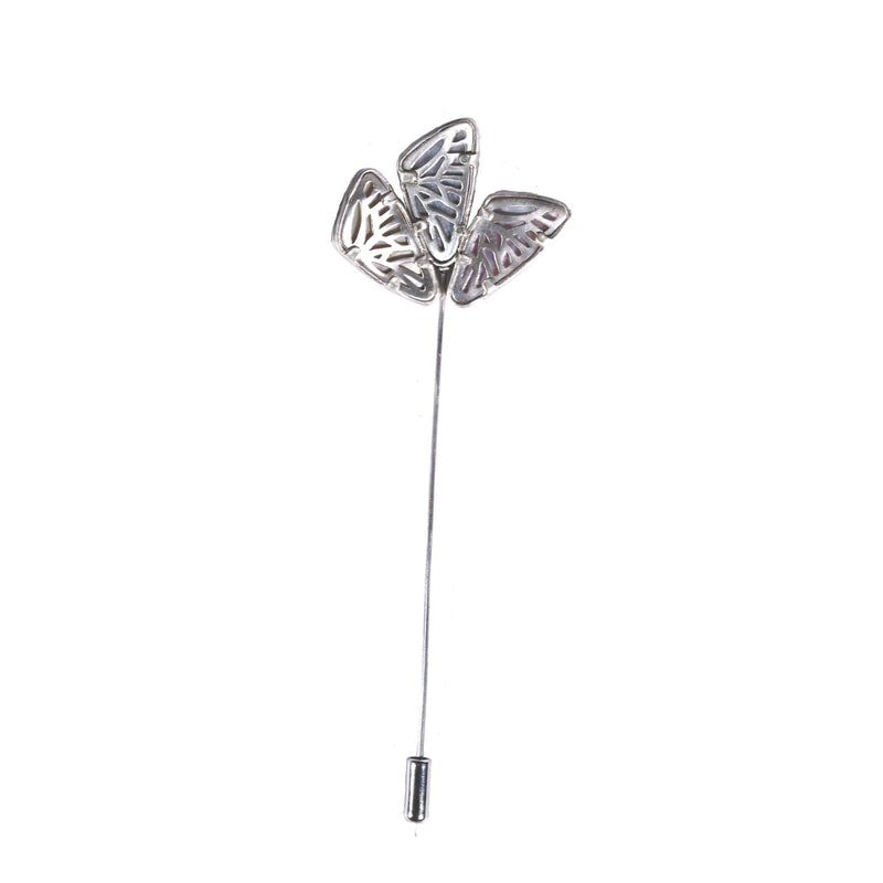 Kimana Monarch Tri-Stone Lapel Pin  Sterling Silver Brooch