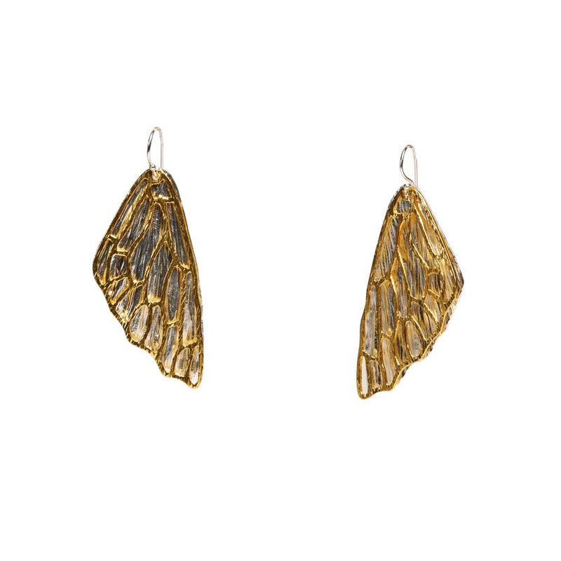 Kimana Lady Wing Shaped 24K Gold Plated Sterling Silver Earrings