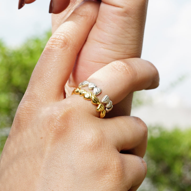 Kimana Lady Gold Plated Textured Ring Sterling Silver (Stackable Rings)