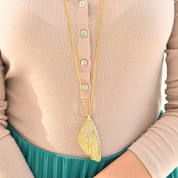 Kimana Lady Wing Shaped Pendant Necklace, 24K Gold Plated Pendants Necklace