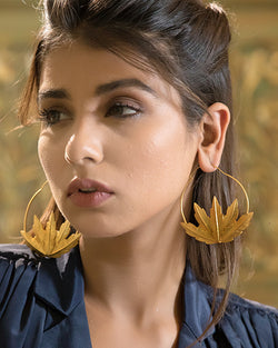 Feathers Of Paradise Lotus Hoop Earrings
