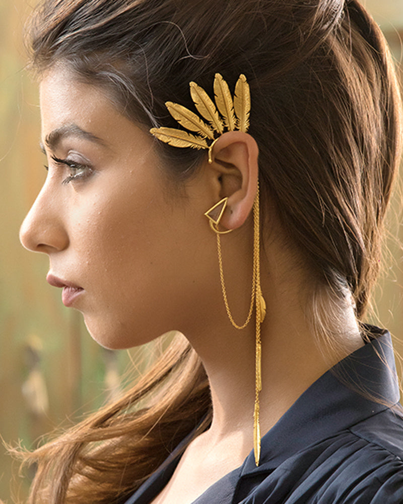 Feathers Of Paradise Statement Earcuff Earrings