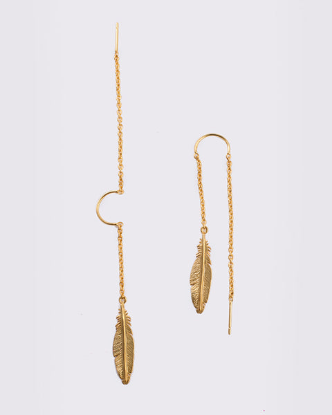 Feather threader sale earrings